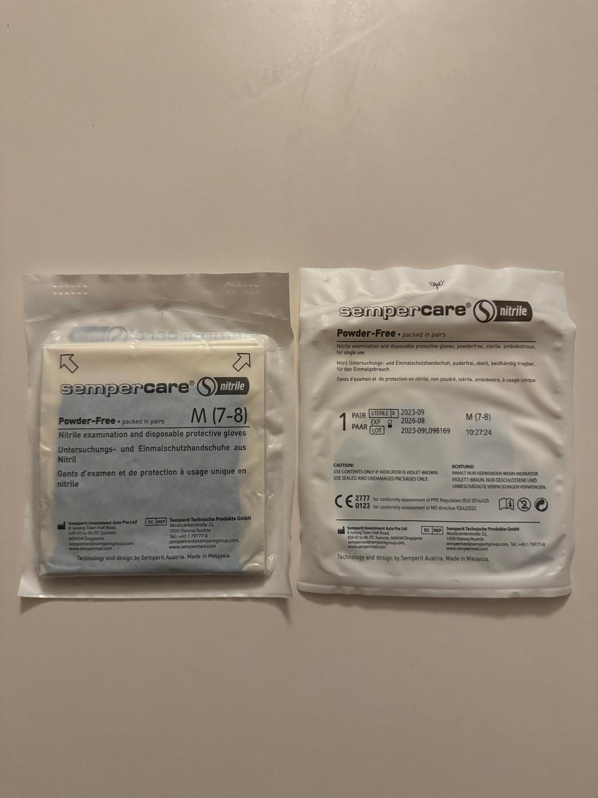 Nitrile Sempercare Steriel P/Vrij M 7-8 10 Pairs