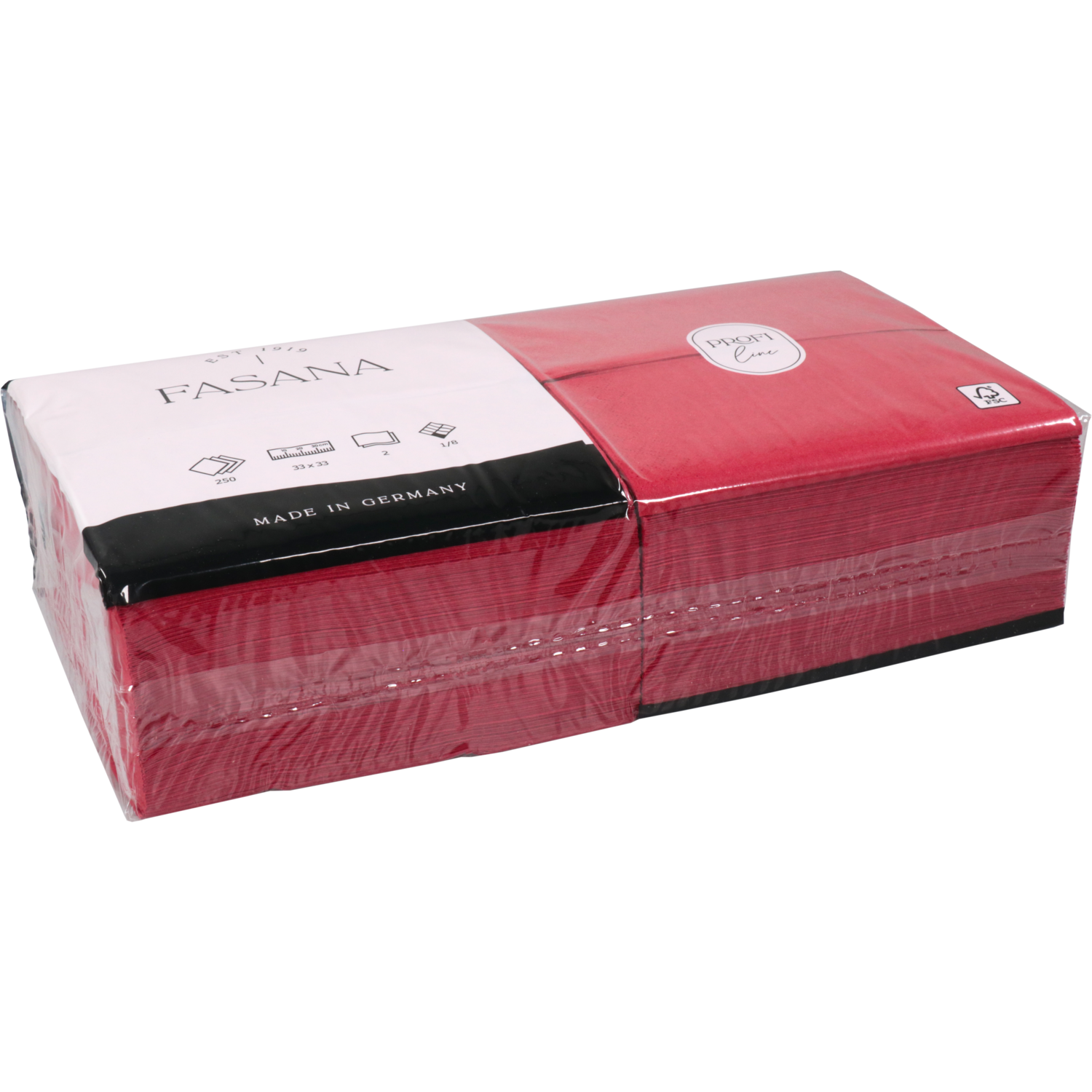 Servet, 1/8 vouw, 2-laags, 33x33cm, cellulose, bordeaux