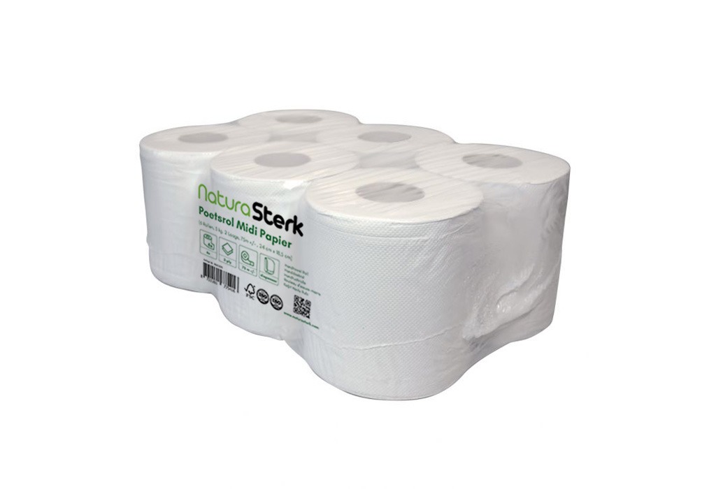 NaturaSterk Poetspapier, 6 Rollen Cellulose 2-laags 78 M 3kg 