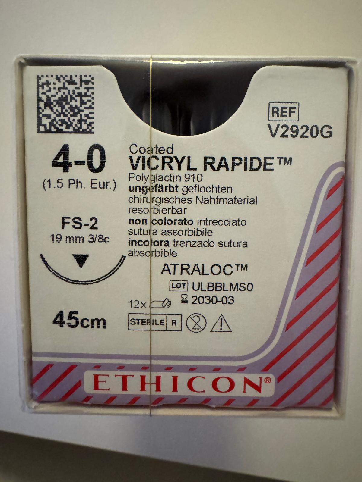 Vicryl Rapide hechtdraad 4-0 45 cm (FS-2S) V2920G 12 stuks