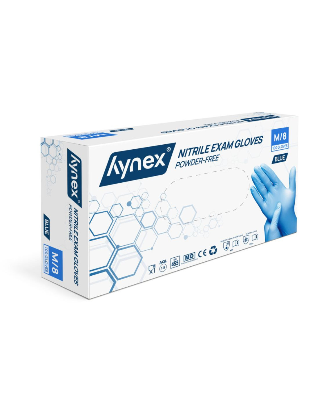 Hynex Nitrile PF Blue 3,5g MD Medium Blauw 10x100 Stuks