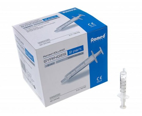 Romed 2-delige SYR-2ML spuiten zonder naald, per stuk steriel verpakt 30x100 pcs 