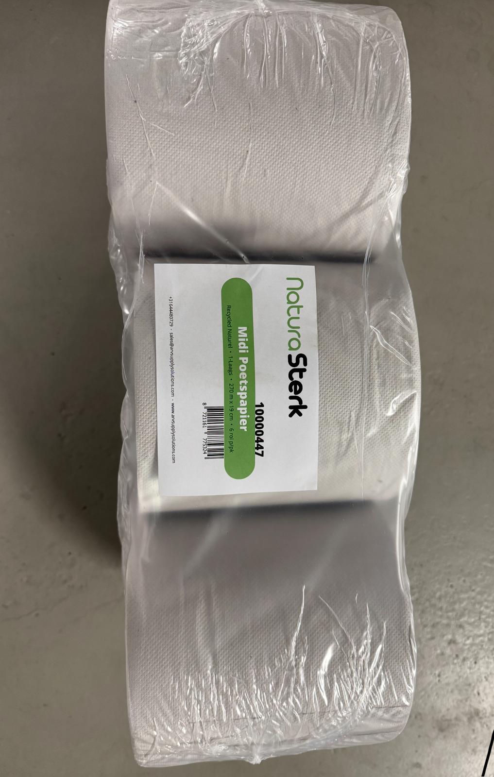 NaturaSterk Midi poetspapier recycled 1-laags 19cmx270 Meter x 6 Rol